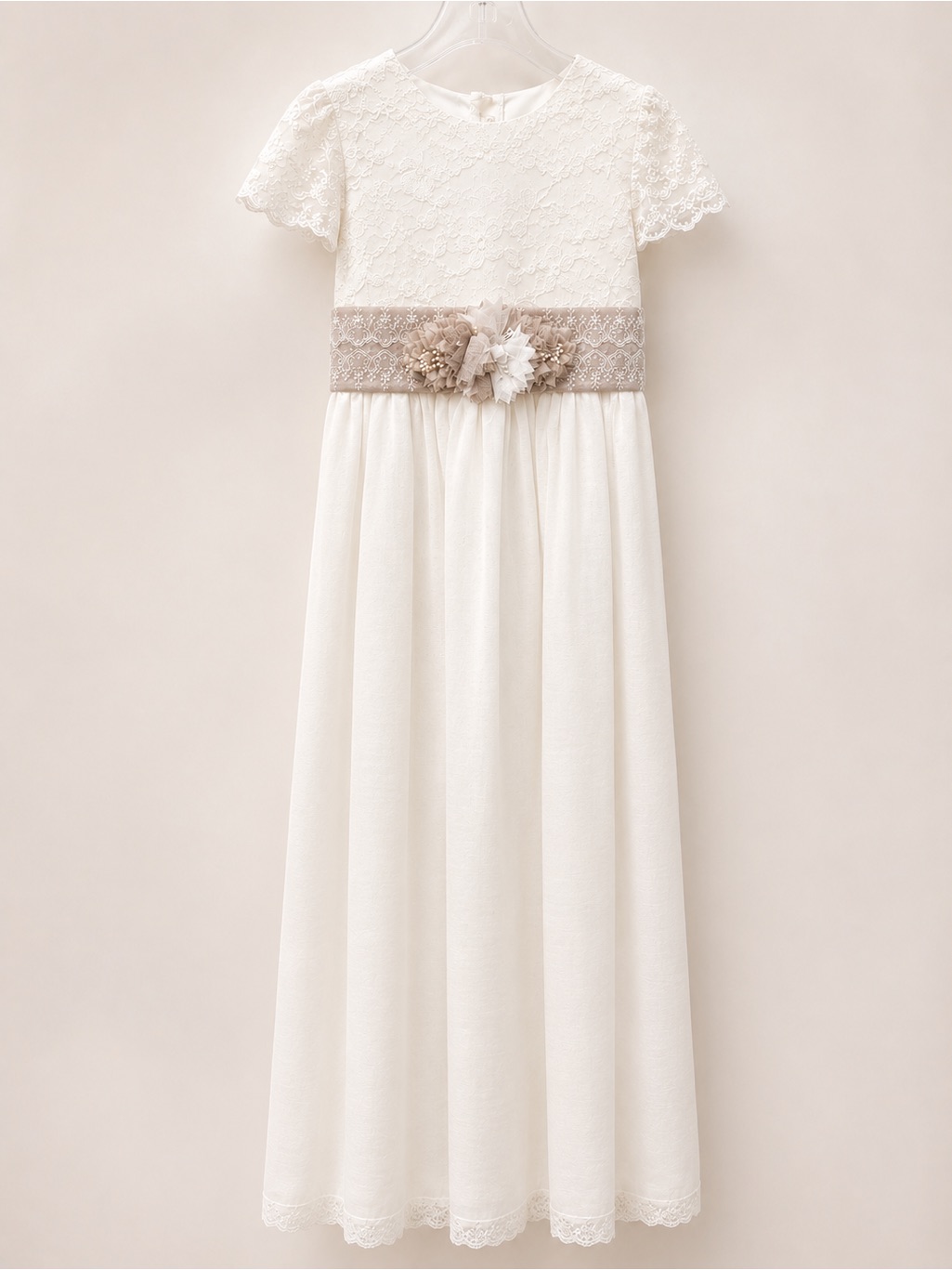 Spain Ivory & Taupe Communion / Flower Girl Dress | Nwt | Size 120 Cm